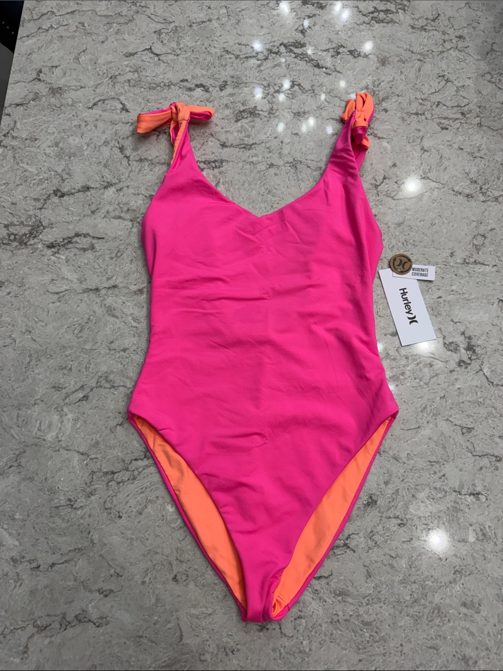 Hurley brand Hot Pink/Orange Reversible Swimsuit